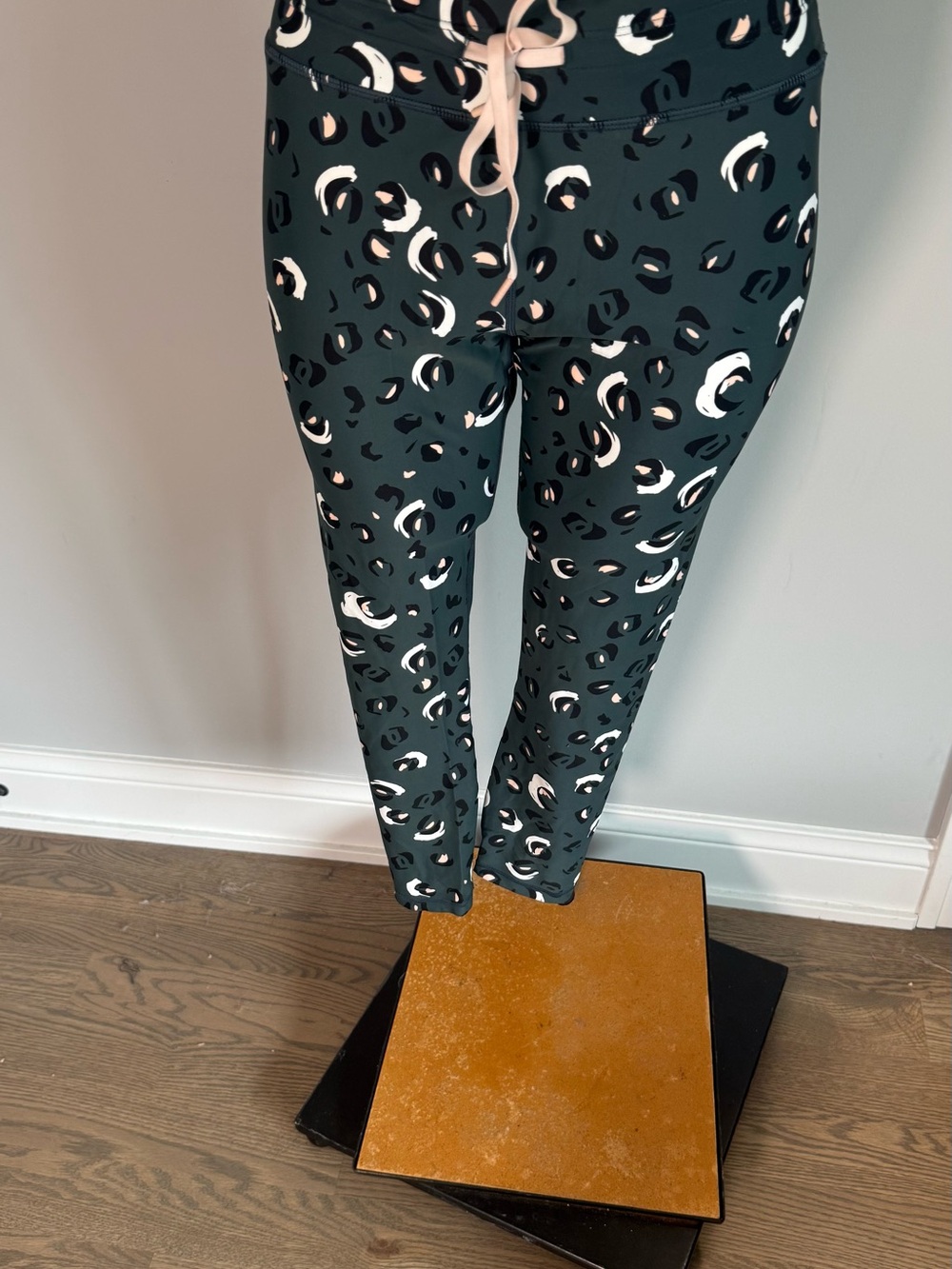 The Upside Navy Leopard-Print Leggings with Blush Accents